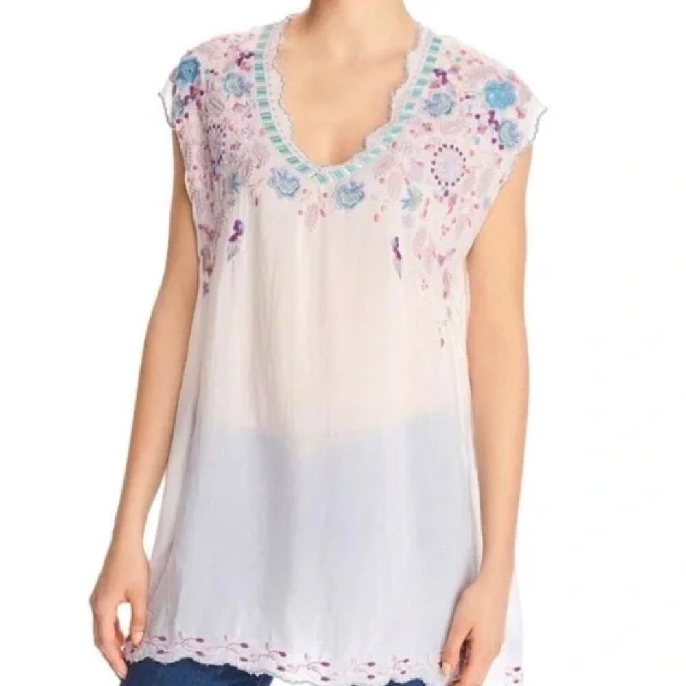 Johnny Was Hayden Tunic In White size XL